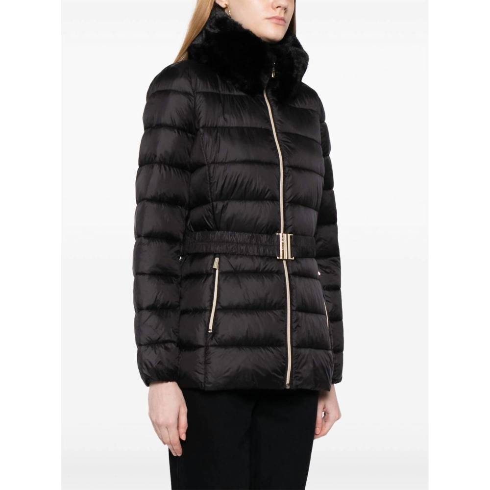NEW MICHAEL KORS faux fur collar belted lightweight down puffer coat in black - Picture 3 of 5